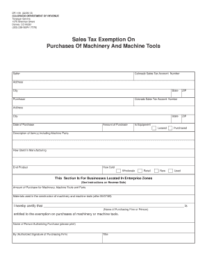Colorado Sales Tax Exemption Form DR 1191