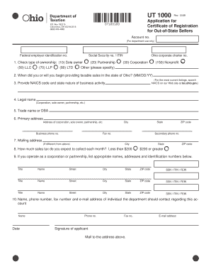 Ohio Out-of-State Sellers Certificate of Registration