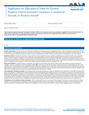 Texas Property Tax Allocation Application Form 50-147