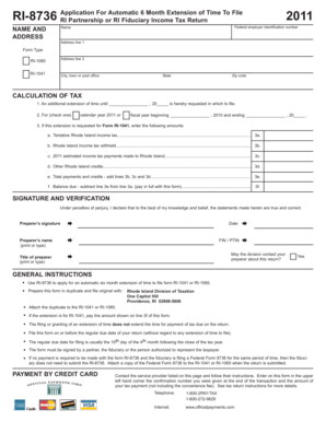 RI-8736 Application For Automatic 6 Month Extension of Time To File