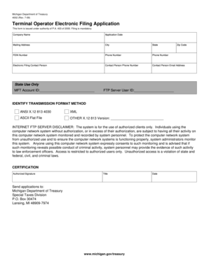 Michigan Terminal Operator Electronic Filing Application