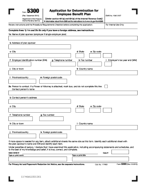 Application template - Form 5300 Application for Determination for Employee Benefit Plan (Rev