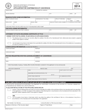 Missouri Manufactured Home Conversion Application
