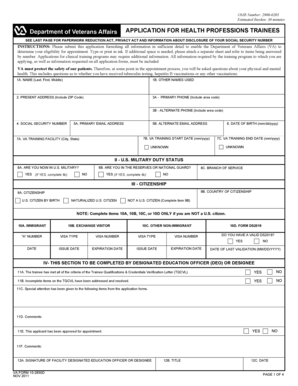 VA Form 10-2850D Application for Health Professions Trainees