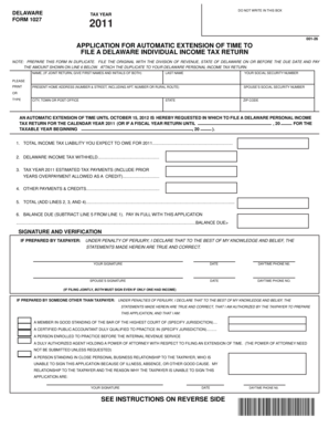 Delaware Form 1027 2011