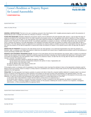Texas Leased Automobile Property Tax Form 50-288