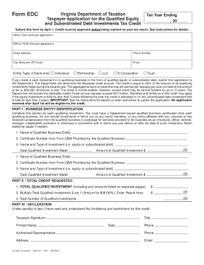 Virginia EDC Tax Credit Application