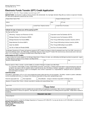 Michigan EFT Credit Application