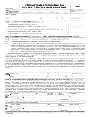 Pennsylvania Corporation Tax Declaration Form PA-8453-C