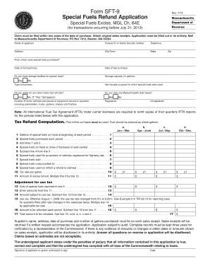 Massachusetts Special Fuels Refund Application