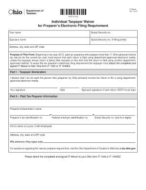 Ohio IT Waiver for Electronic Filing