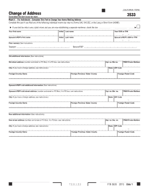 California Form FTB 3533 Change of Address