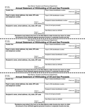 New Mexico Annual Statement of Withholding of Oil and Gas Proceeds