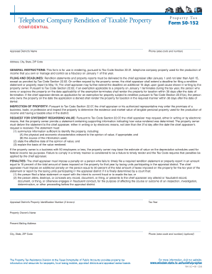 Texas Telephone Company Property Tax Rendition Form 50-152