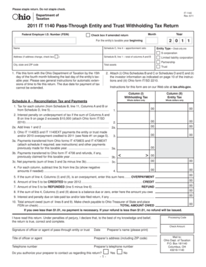 Ohio IT 1140 Pass-Through Entity and Trust Withholding Tax Return