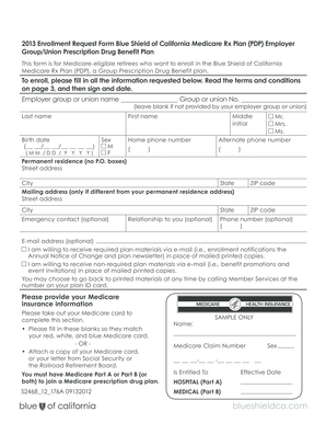 Blue Shield of California Medicare Rx Plan Enrollment Form