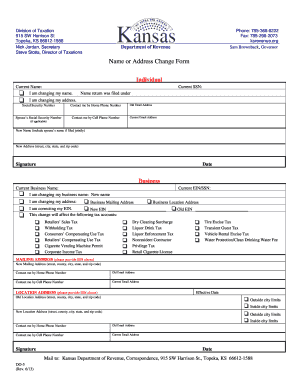 Kansas Name or Address Change Form