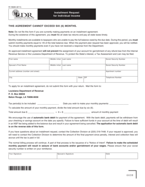 Louisiana Installment Request for Individual Income