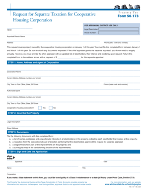 Texas Cooperative Property Tax Form 50-173
