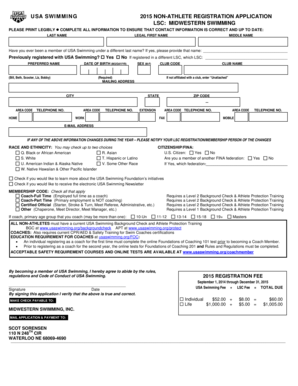 USA Swimming Non-Athlete Registration Application