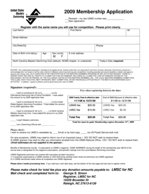2009 USMS Membership Application