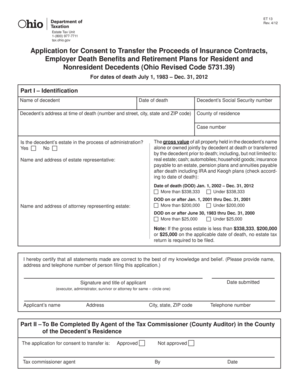 Ohio Estate Tax Consent to Transfer Form