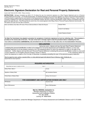 Michigan Electronic Signature Declaration for Real and Personal Property Statements
