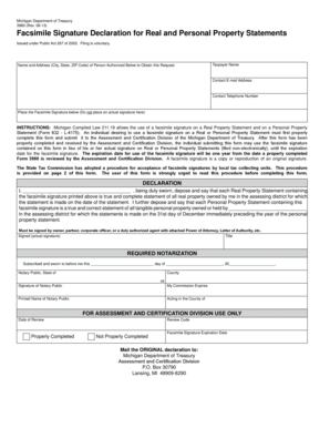 Michigan Facsimile Signature Declaration for Real and Personal Property Statements