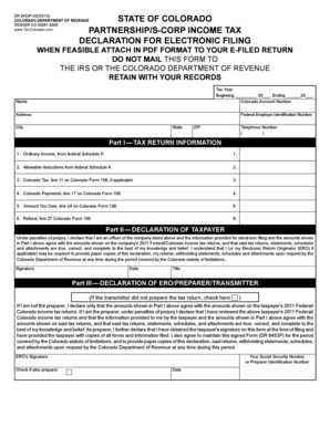 Colorado Partnership/S-Corp Income Tax Declaration