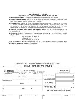 PA Corporation Taxes Annual Extension Request