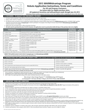 2013 WARMAdvantage Program Rebate Application