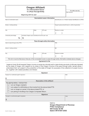 Oregon Affidavit for Nonresident Owner
