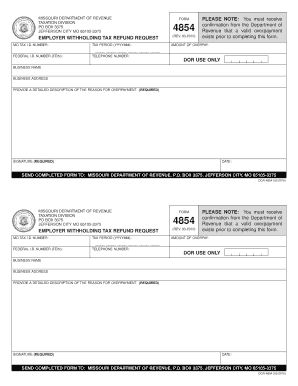 Missouri Employer Withholding Tax Refund Request Form