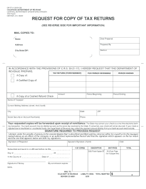 Colorado Request for Copy of Tax Returns