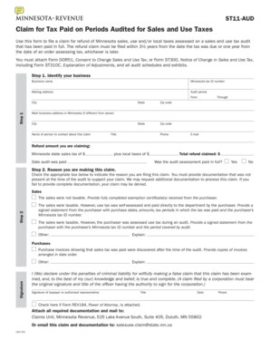 Minnesota Sales and Use Tax Refund Claim Form