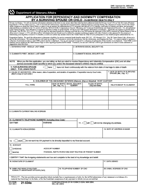 VA Form 21-534a Application for Dependency and Indemnity Compensation