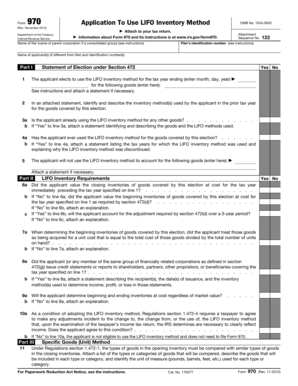 Form 970 LIFO Inventory Method Application