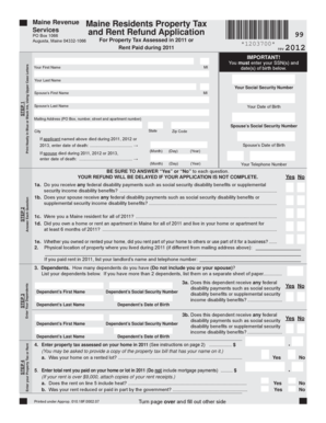 Maine Property Tax and Rent Refund Application