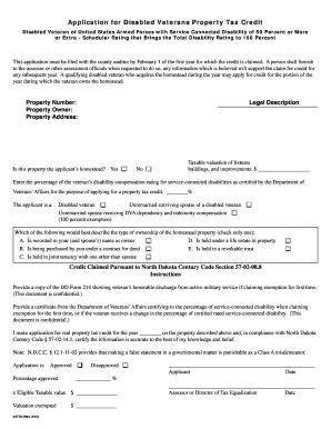 Disabled Veterans Property Tax Credit Application