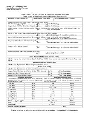 Georgia Motor Vehicle Renewal Application