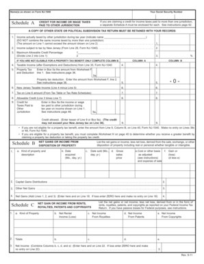 New Jersey Schedule A and B Tax Form