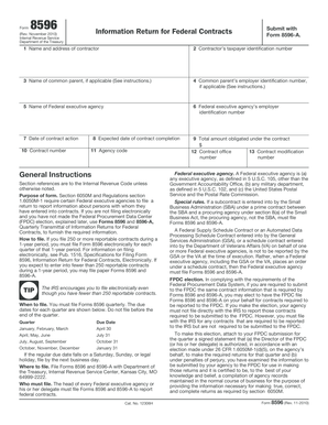 IRS Form 8596 Information Return for Federal Contracts