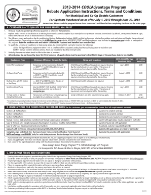 2013-2014 COOLAdvantage Program Rebate Application