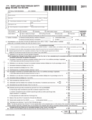 Maryland Pass-Through Entity 510 Income Tax Return 2011