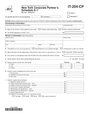 New York Corporate Partner’s Schedule K-1