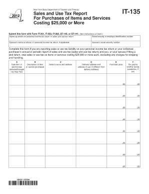 New York State Sales and Use Tax Report IT-135