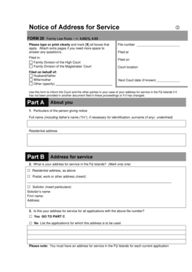 Fiji Family Law Address for Service Notice