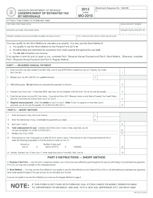 Missouri Underpayment of Estimated Tax Form