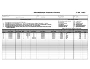 Nebraska Multiple Schedule of Receipts Form 73 MFR
