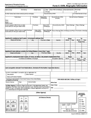 USCIS Form G-325B Biographic Information